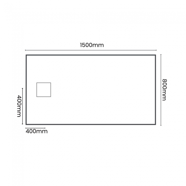 Merlyn TrueStone Sandstone Slate Effect Rectangular Shower Tray 1500mm x 800mm (inc Waste)  | Dimension Image