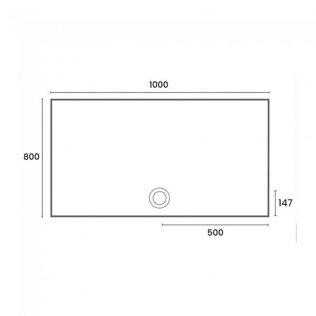 Merlyn Upstand Rectangular Shower Tray 1000mm x 800mm (Central Waste)  | Dimension Image