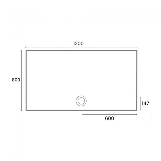 Merlyn Upstand Rectangular Shower Tray 1200mm x 800mm (Central Waste)  | Dimension Image