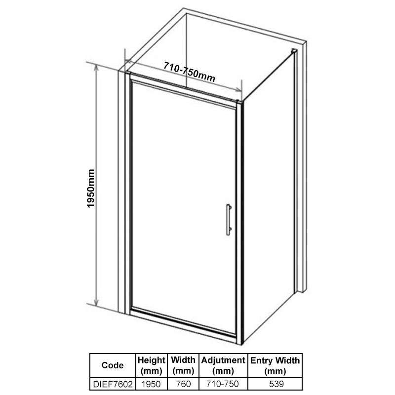 Merlyn Vivid Sublime In-Fold Shower Door 760mm Wide - 8mm Glass