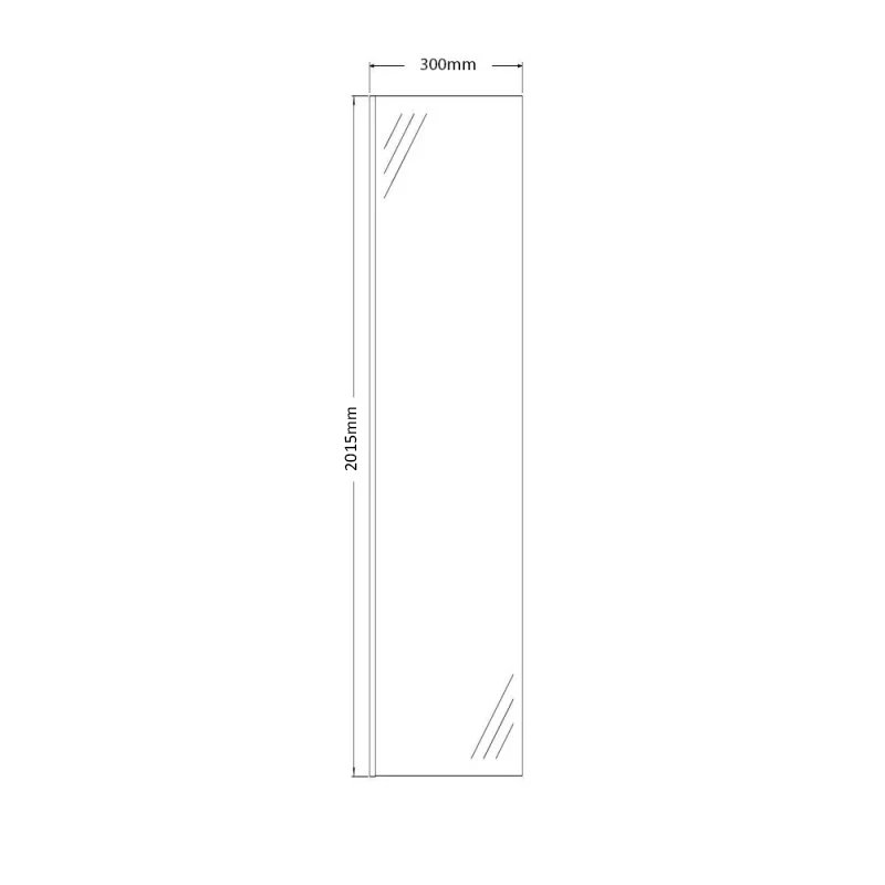 Merlyn Wet Room Swivel Return Panel Only - 300mm Wide - 8mm Glass