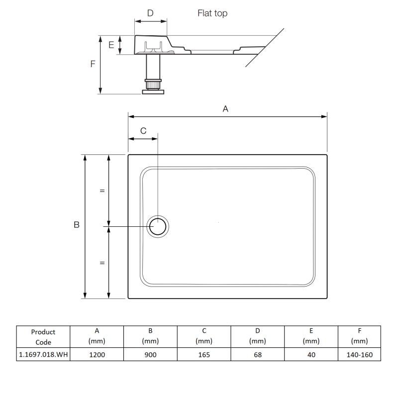 Mira Flight Low Rectangular Shower Tray 1200mm x 900mm (inc Waste)