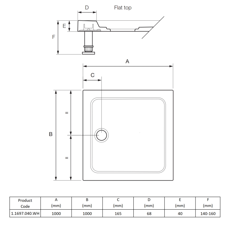 Mira Flight Low Square Shower Tray 1000mm x 1000mm (inc Waste)