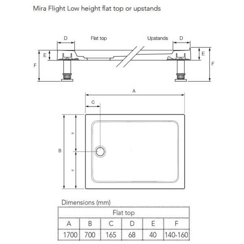 Mira Flight Safe Rectangular Shower Tray 1700mm x 700mm 1.1697.021.AS