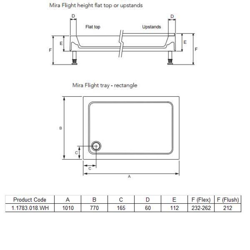 Mira Flight Rectangular Shower Tray 1000mm x 760mm 1.1783.018.WH
