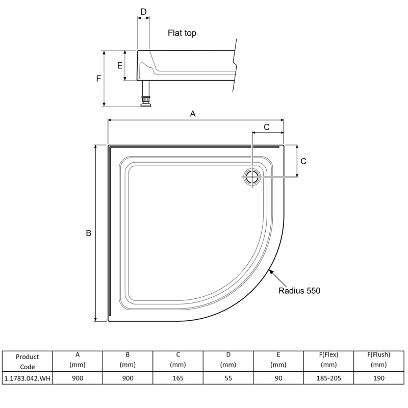 Mira Flight Quadrant Shower Tray 900mm x 900mm (inc Waste)