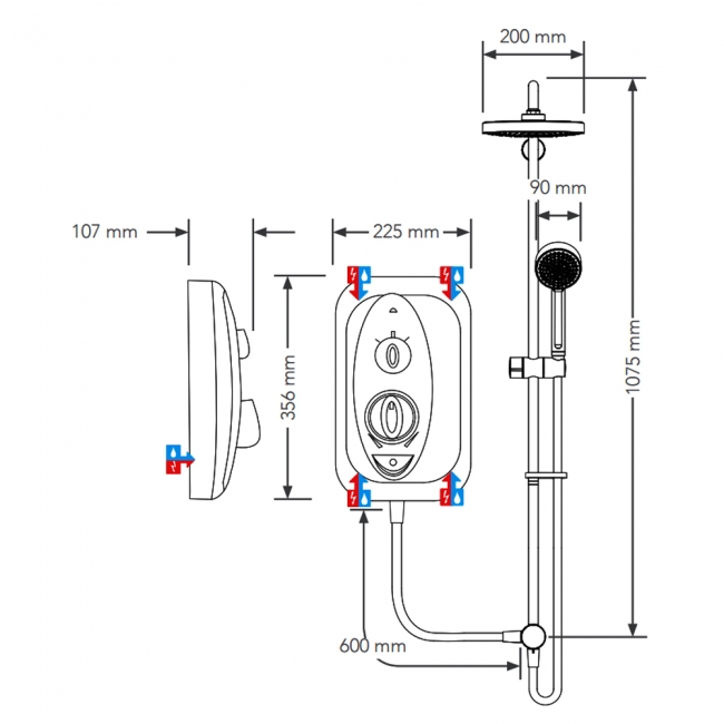 Mira Jump Electric Shower with Shower Kit and Fixed Shower Head 10.8KW - White/Chrome