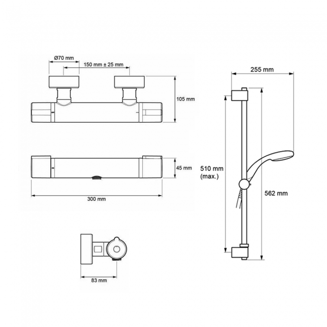 Mira Relate Ev Bar Mixer Shower with Shower Kit - Chrome