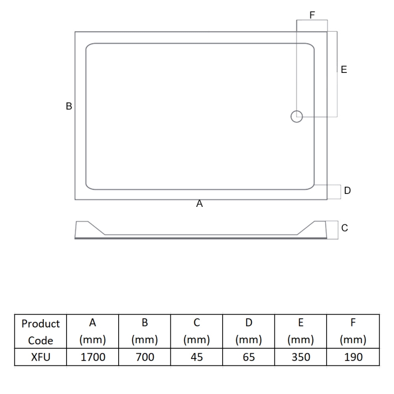 MX DucoStone Lightweight Polymer Rectangular Shower Tray 1700mm x 700mm (inc Waste)