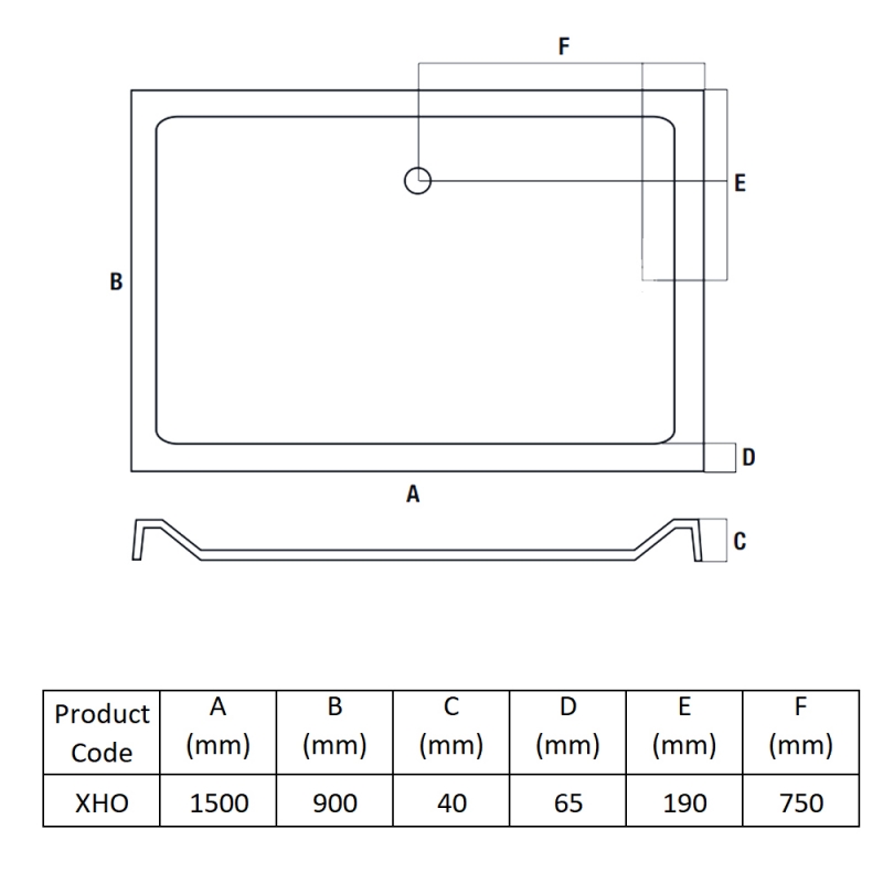 MX Elements Rectangular Shower Tray 1500mm x 900mm (inc Waste)