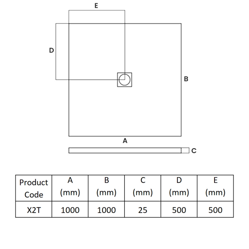 MX Minerals Ash Grey Slate Effect Square Shower Tray 1000mm x 1000mm