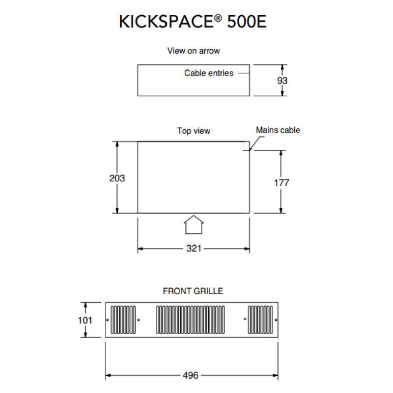 Myson Kickspace 500E ECO  Plinth Heater  - White Grill
