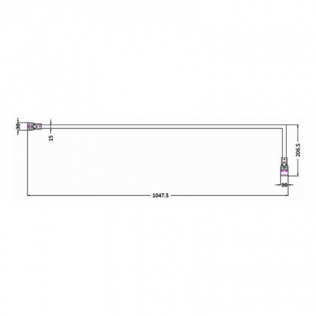Nuie Square Wet Room Screen Support Arm - Polished Chrome  | Dimension Image