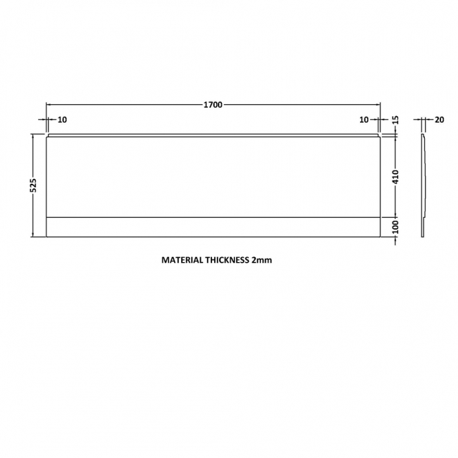 Nuie Standard Acrylic Bath Front Panel 510mm H x 1700mm W - Gloss White
