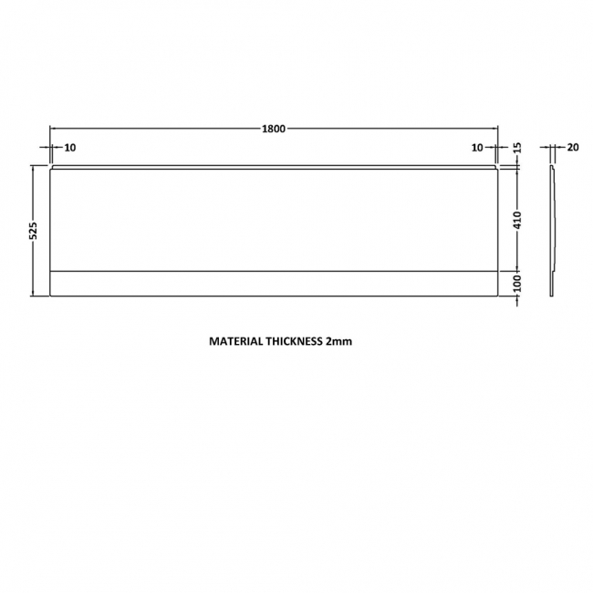Nuie Standard Acrylic Bath Front Panel 510mm H x 1800mm W - Gloss White