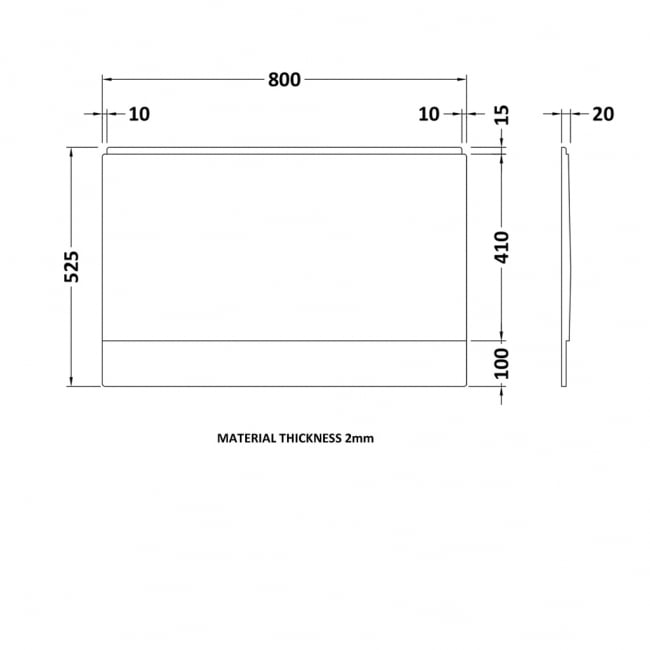 Nuie Standard Acrylic Bath End Panel 510mm H x 800mm W - Gloss White