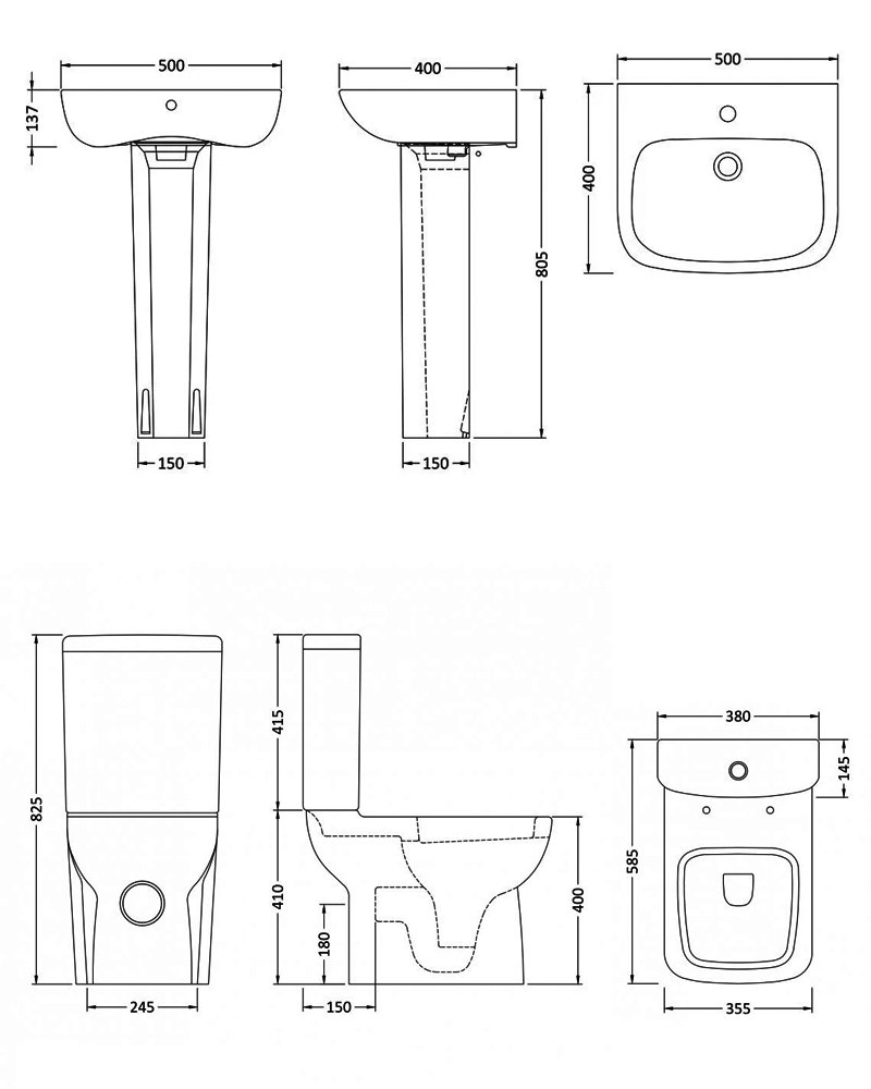 Nuie Ambrose Bathroom Suite PMPK336 Modern