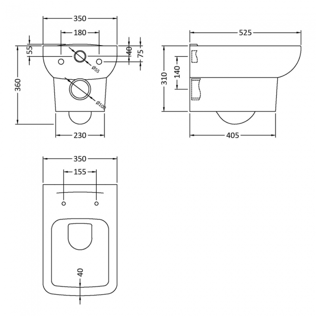 Nuie Ambrose Wall Hung Pan - Excluding Seat