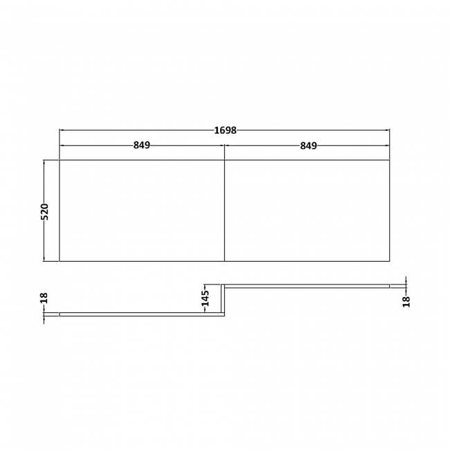 Nuie Arno Square Shower Bath Front Panel 520mm H x 1700mm W - Midnight Blue