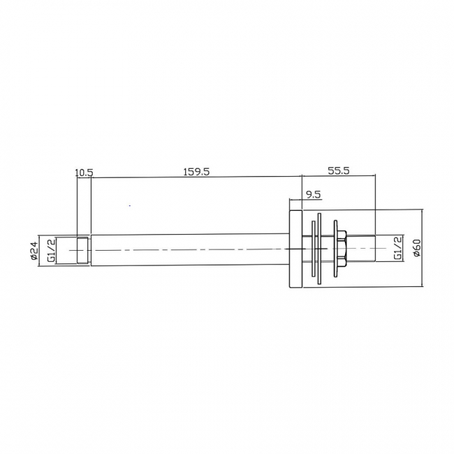 Nuie Arvan Round Ceiling Mounted Shower Arm 160mm Length - Brushed Brass