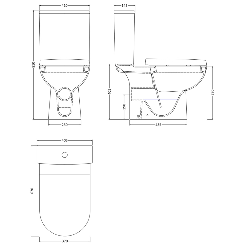 Nuie Asselby Close Coupled Pan Push Button Cistern - Excluding Seat