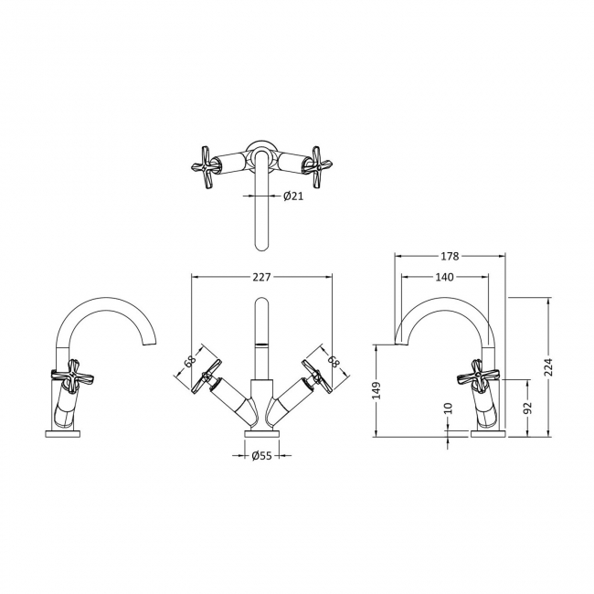 Nuie Aztec Mono Basin Mixer Tap With Waste - Chrome