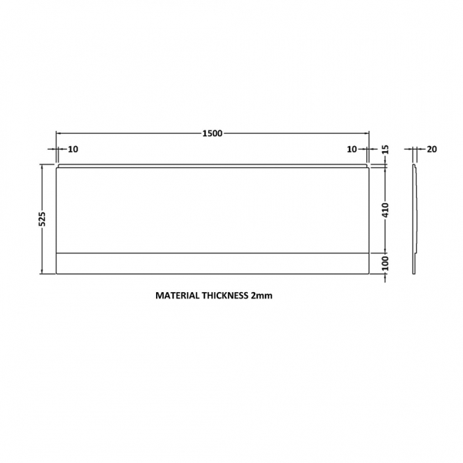Nuie Standard Acrylic Bath Front Panel 510mm H x 1500mm W - White