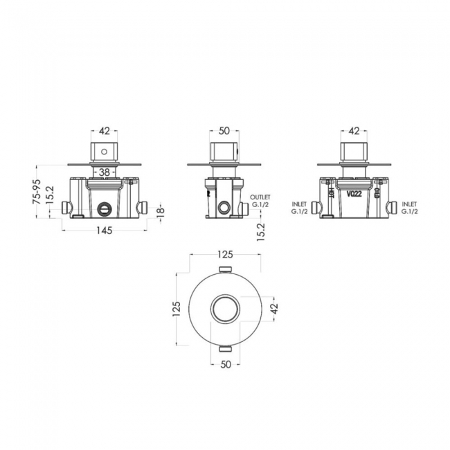 Nuie Binsey Thermostatic Temperature Control Shower Valve - Chrome