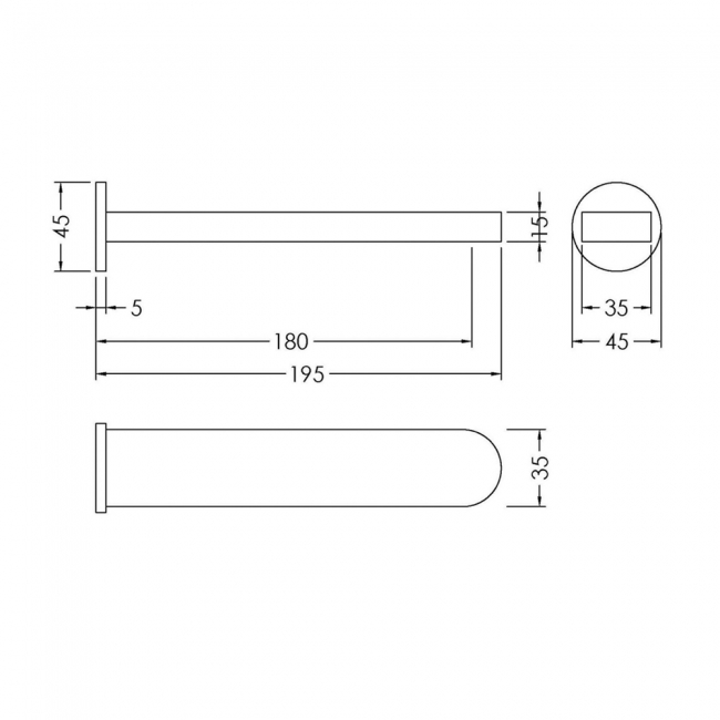 Nuie Binsey Wall Mounted Bath Spout - Chrome