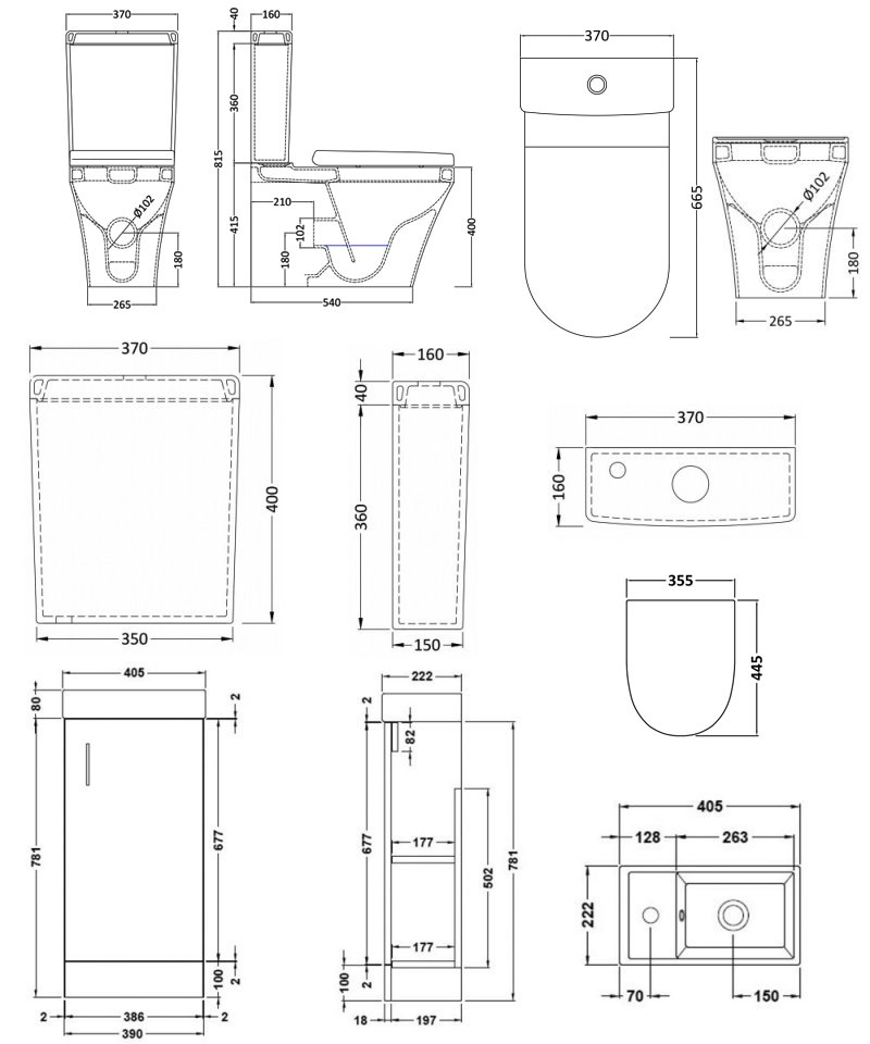 Nuie Bathroom Suite with Floor Standing Vanity Unit 400mm - 1 Tap Hole