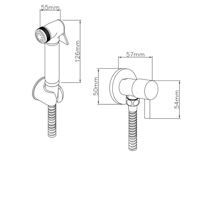 Nuie Douche Spray Kit with Handset Holder and Manual Valve - Chrome