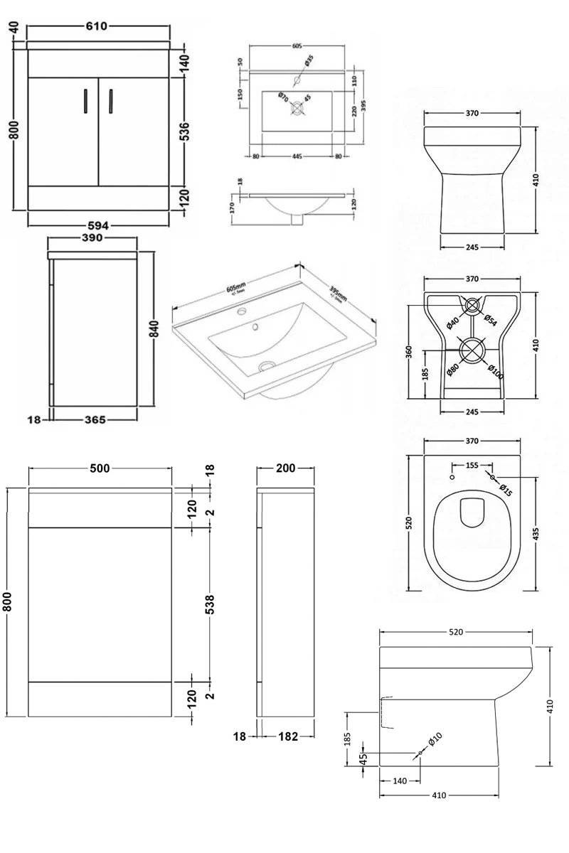 Nuie Eden Bathroom Suite PMPK348 Modern