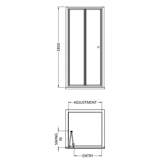 Nuie Ella Bi-Fold Shower Door 800mm Wide - 5mm Glass