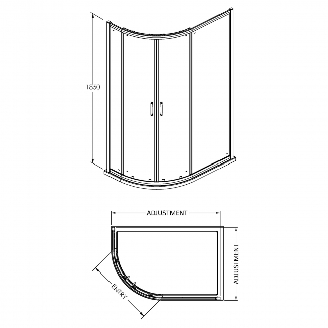 Nuie Ella Offset Quadrant Shower Enclosure 1200mm x 900mm - 5mm Glass