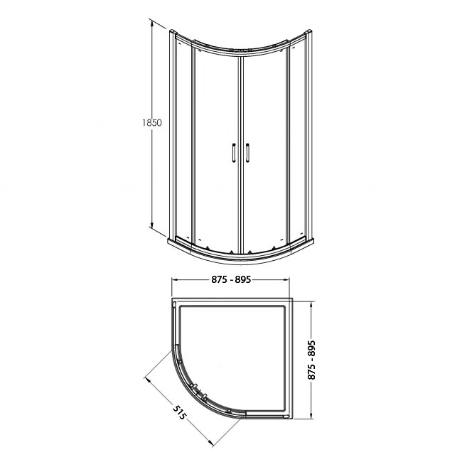 Nuie Ella Quadrant Shower Enclosure 900mm x 900mm - 5mm Glass