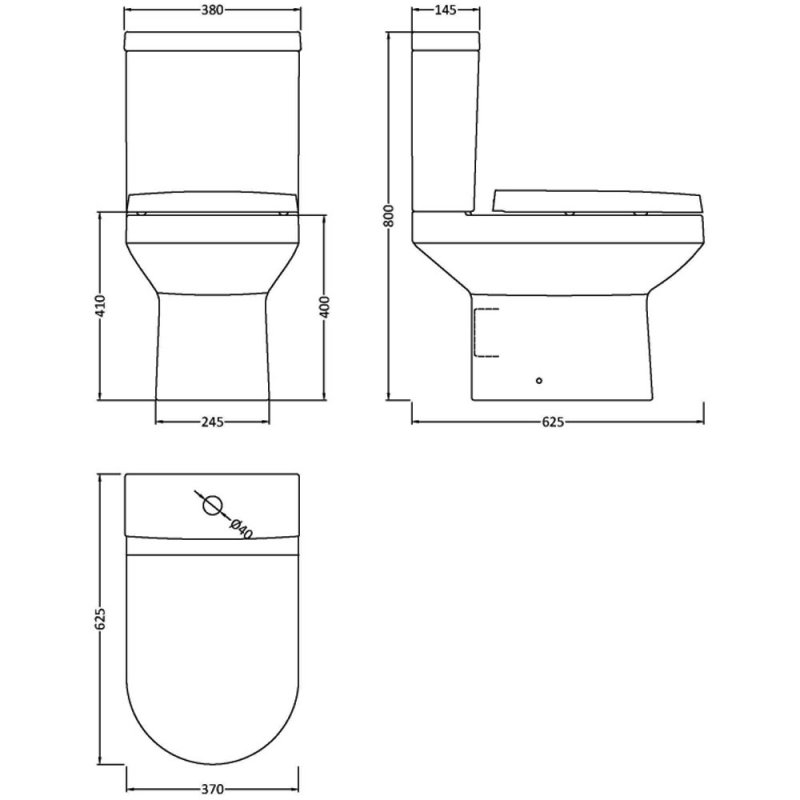 Nuie Harmony Close Coupled Pan Push Button Cistern - Excluding Seat