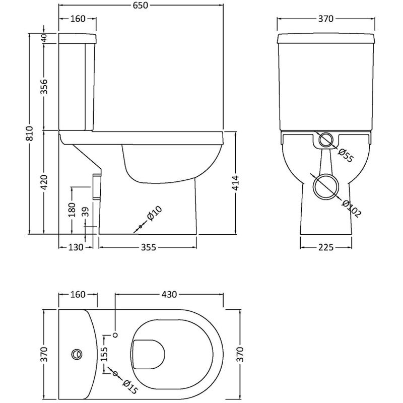 Nuie Ivo Close Coupled Toilet with Push Button Cistern - Soft Close Seat