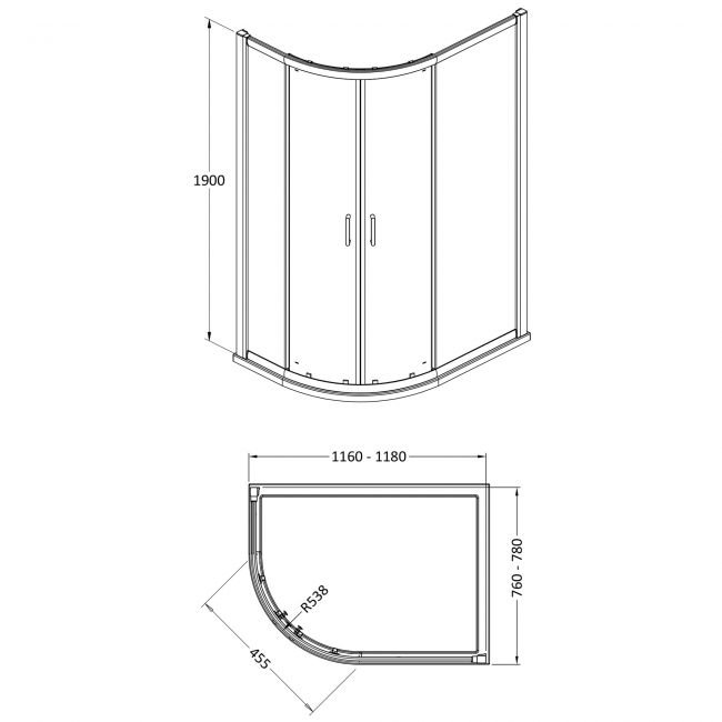 Lucie Chrome Offset Quadrant Shower Enclosure 1200mm x 800mm - 8mm Glass