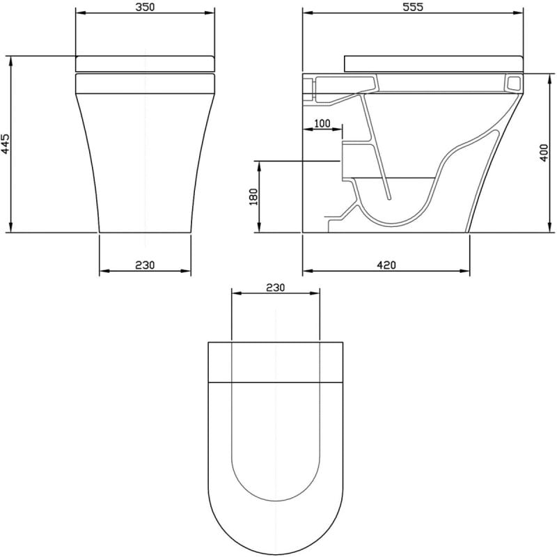 Nuie Marlow Back to Wall Toilet 555mm Projection - Excluding Seat