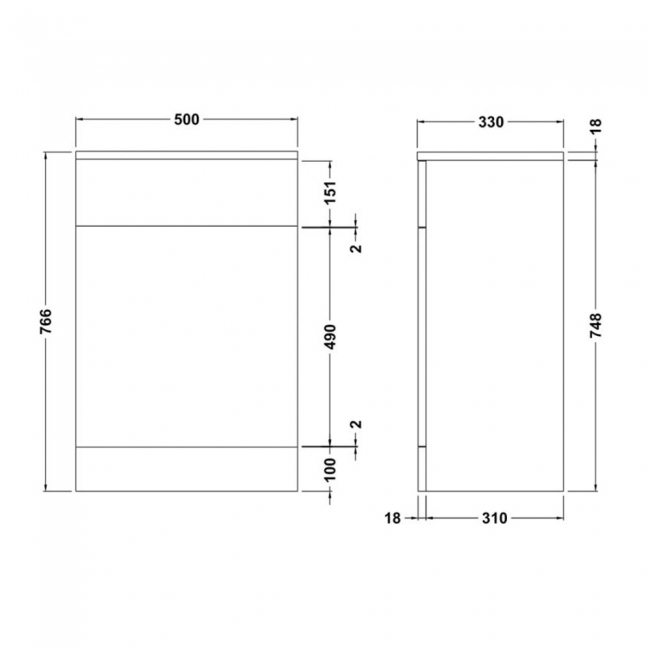 Nuie Mayford Back to Wall WC Toilet Unit 500mm Wide x 330mm Deep - Gloss White