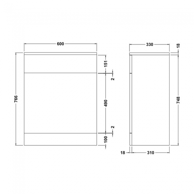 Nuie Mayford Back to Wall WC Toilet Unit 600mm Wide x 330mm Deep - Gloss White