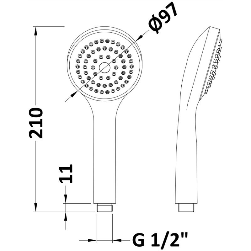 Nuie Minimalist Easy-Clean Shower Handset - Chrome