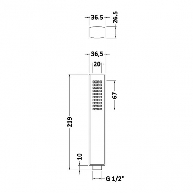 Nuie Minimalist Rectangular Easy Clean Shower Handset - Chrome