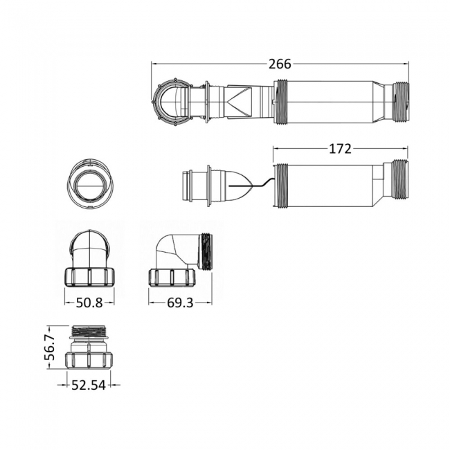 Nuie In-line One Way Waste Trap For Furniture Basins - White