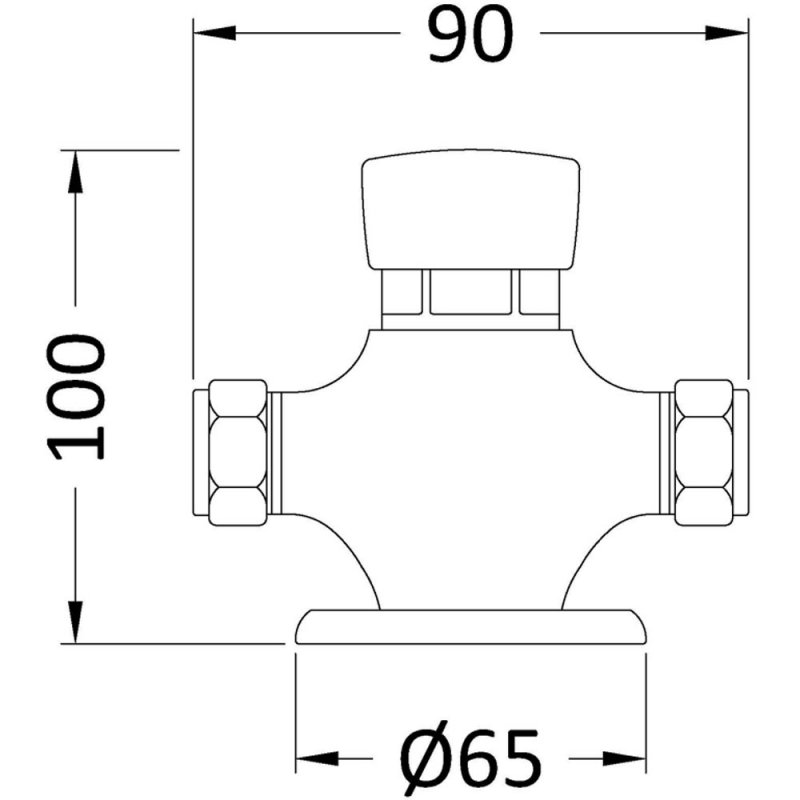 Nuie Self Closing Exposed Shower Valve Non Concussive - Chrome