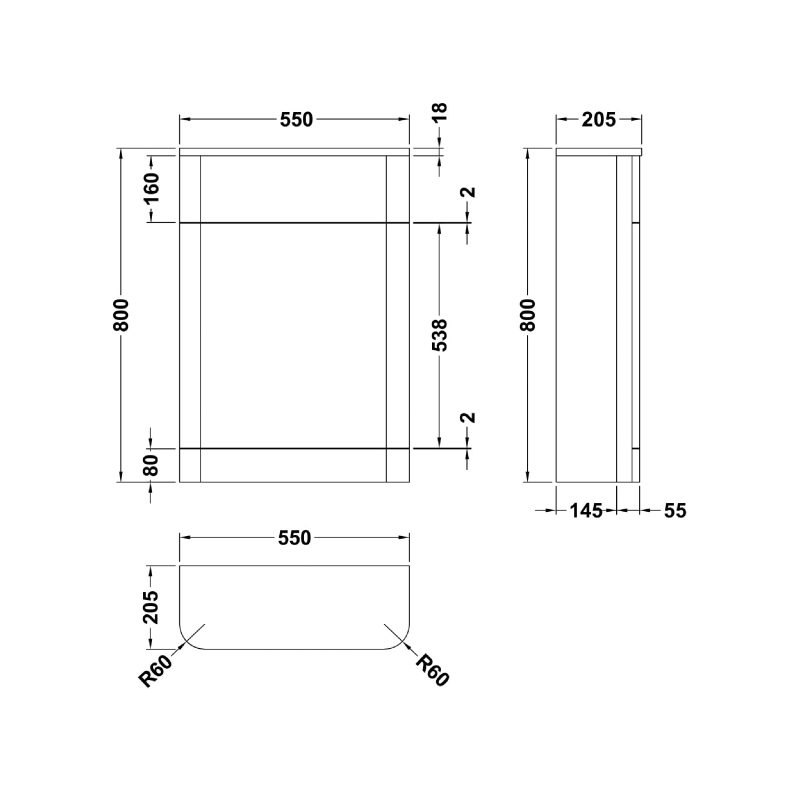 Nuie Parade Back to Wall WC Toilet Unit 550mm Wide - Satin Green