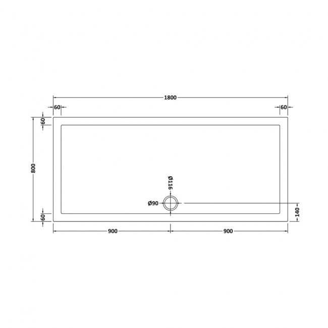 Nuie Pearlstone White Rectangular Shower Tray 1800mm x 800mm