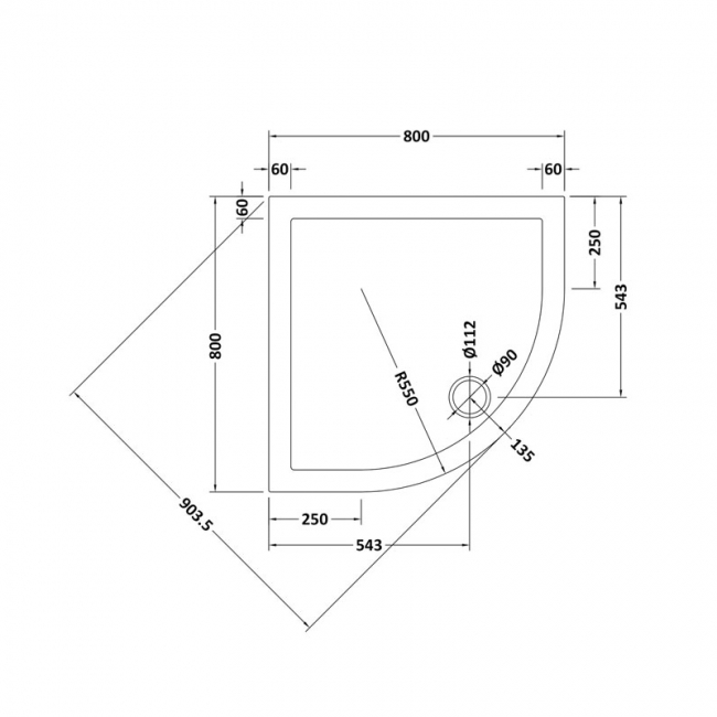 Nuie Pearlstone White Quadrant Shower Tray 800mm x 800mm