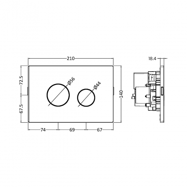 Nuie Pneumatic Dual Flush Plate - Brushed Brass