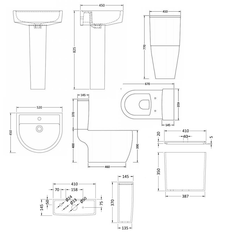 Nuie Provost Bathroom Suite and Basin - 1 Tap Hole
